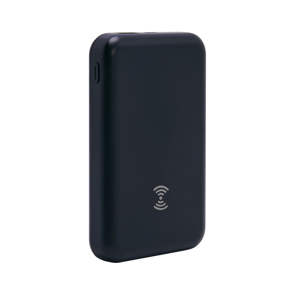 Batería portátil promocional de plástico 5,000 mAh con carga inalámbrica y display indicador – BT-ACS-0046