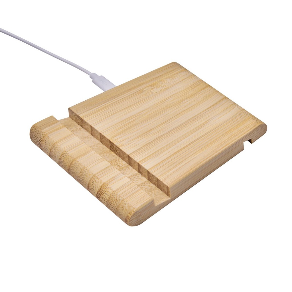 Cargador promocional de bambú 5W con carga por inducción – BT-ACS-0047