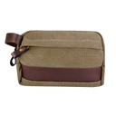 Estuche de viaje promocional de canvas y curpiel con compartimento interior y cierre frontal – BT-ARV-0046