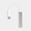 Adaptador USB promocional de aluminio 9.6 x 1.7 cm con entradas USB y tipo C – BT-ACC-0004