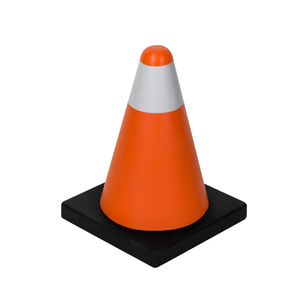 Figura antiestrés promocional de PU 6 x 9 x 6 cm con forma de cono de construcción – BT-ANT-0030