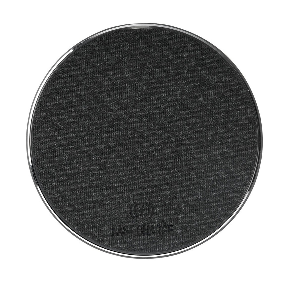 Cargador por inducción promocional de plástico y PU 15 W con indicador luminoso de estado – BT-ACS-0055
