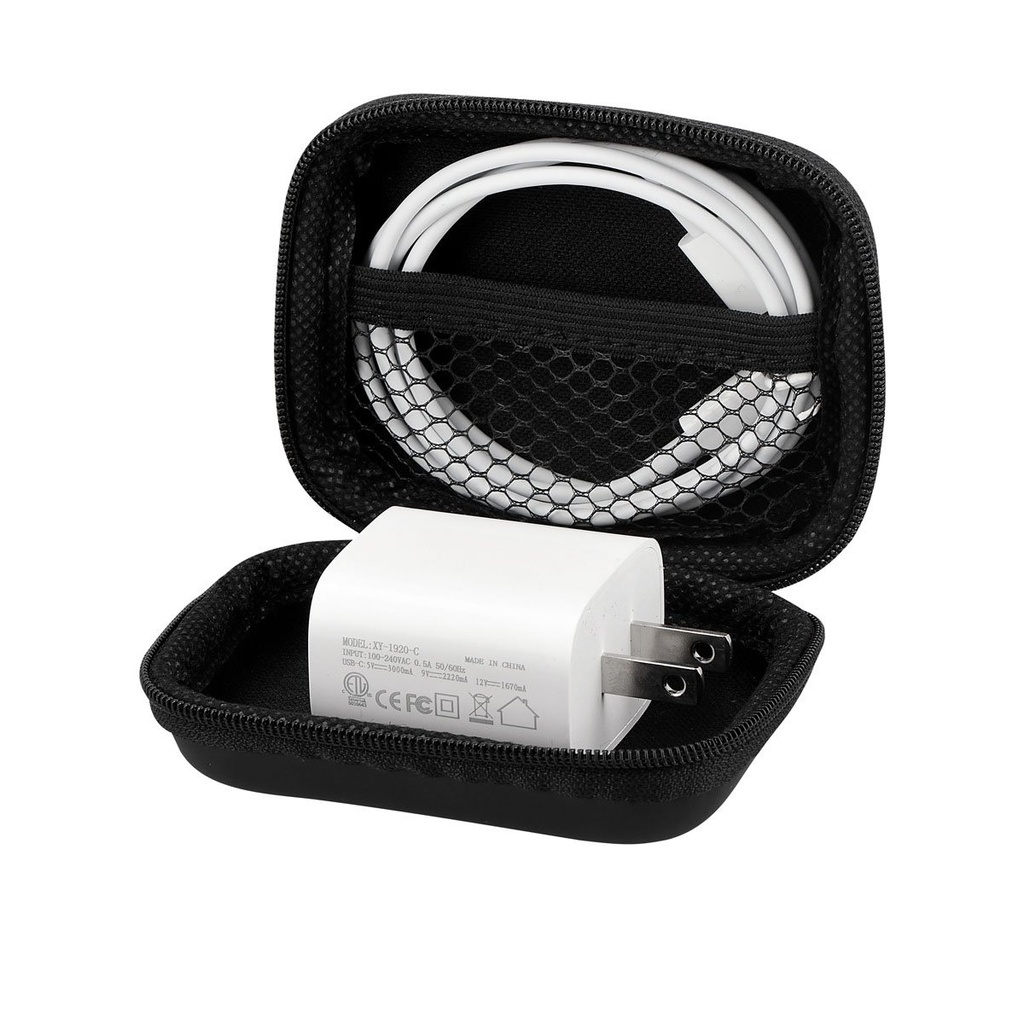 Set de carga promocional de plástico con puerto USB tipo C y estuche rígido – BT-ACS-0076