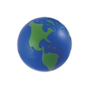 Figura antiestrés promocional de poliuretano de 6.4 cm de diámetro con forma de globo terráqueo – BT-ANT-0010