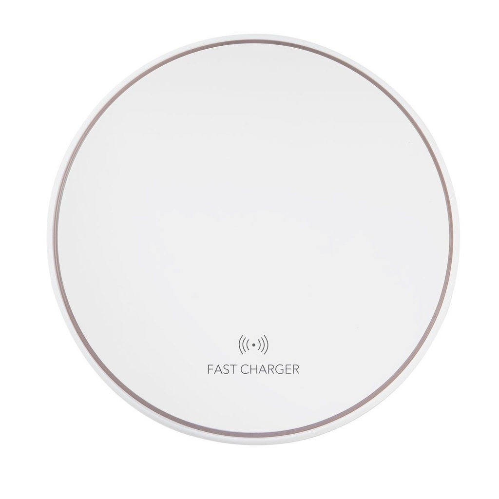 Cargador por inducción promocional de plástico y hule 15 W compatible con tecnología Qi – BT-ACS-0056
