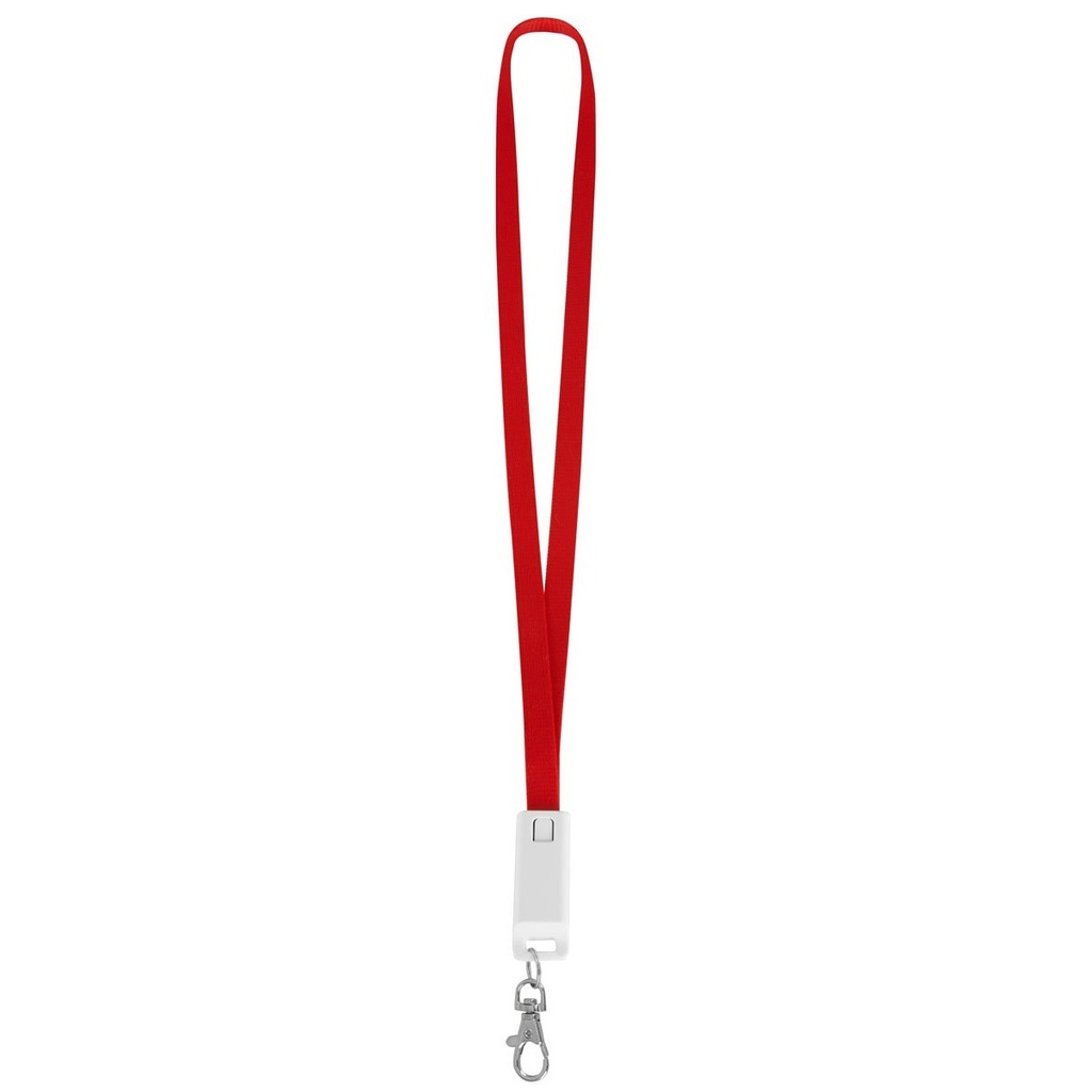 Cable cargador promocional de plástico y poliéster con conector 2 en 1 y correa – BT-ACS-0010