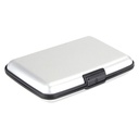 Porta tarjetas promocional de plástico y aluminio 10.5 x 7 cm con protección RFID y 6 compartimentos – BT-ARO-0037