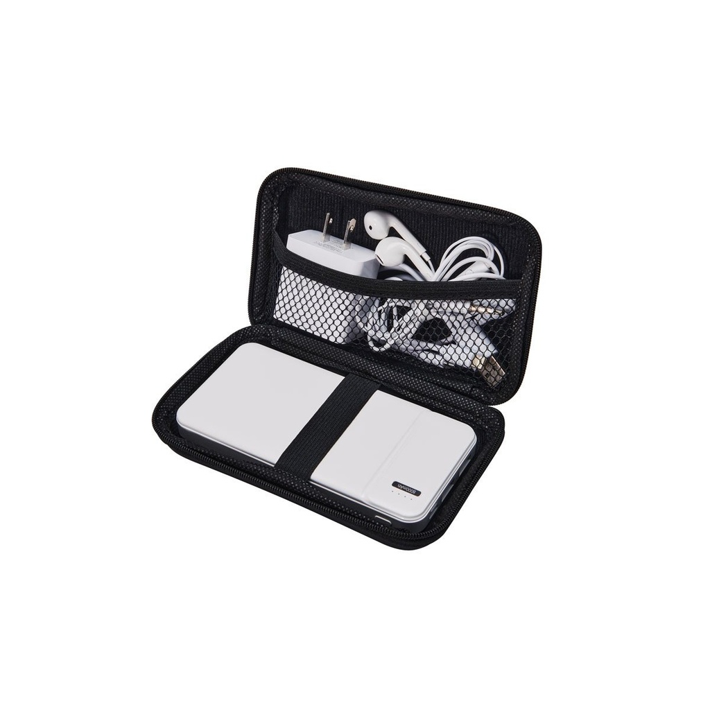 Set promocional de plástico con power bank de 8,000 mAh y estuche con cierre – BT-ACS-0079