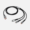 Cable cargador promocional de plástico y metal de 1.2 m con diseño trenzado y conexión 3 en 1 – BT-ACS-0035