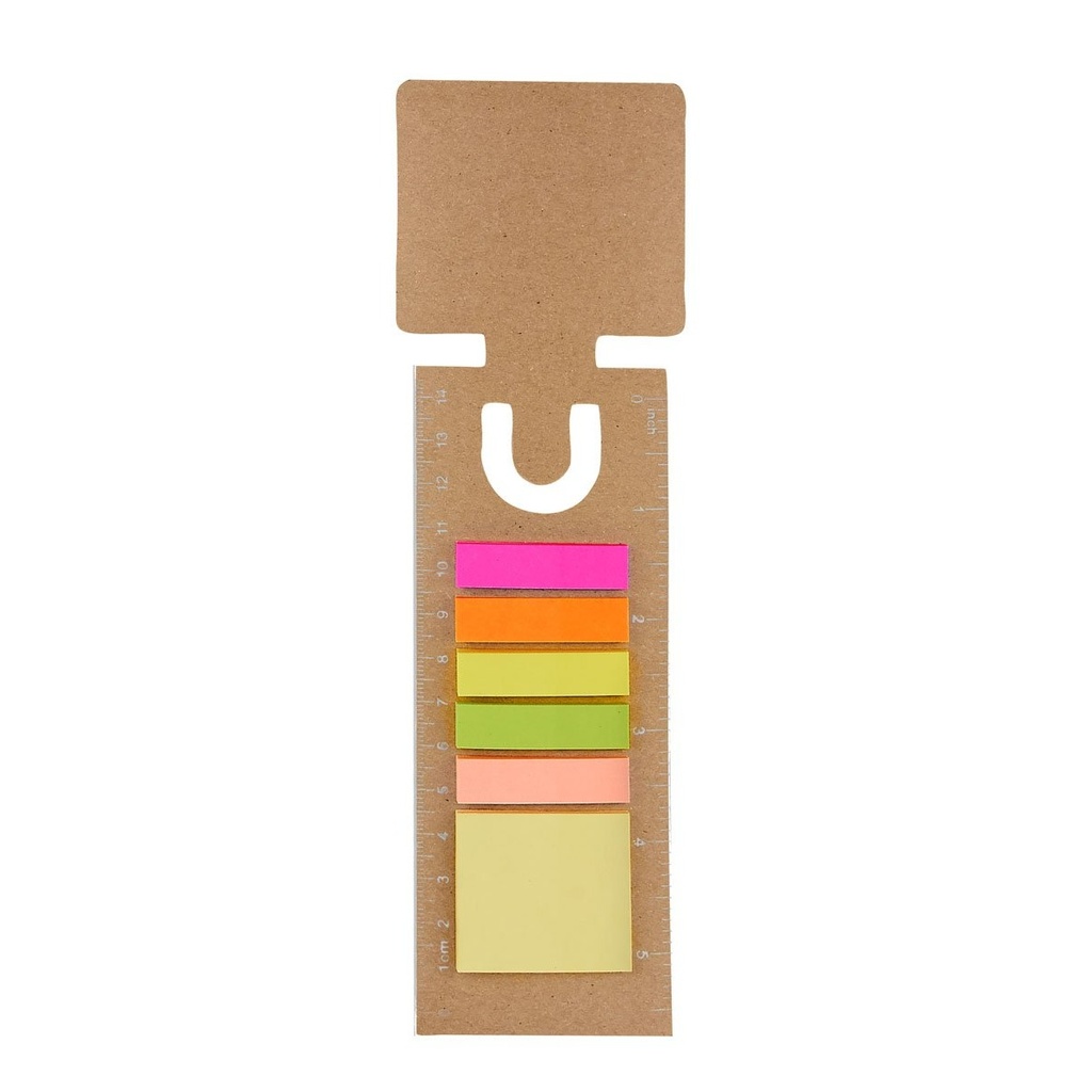 Regla promocional de cartón y papel con notas adheribles y banderillas de colores – BT-ARO-0015