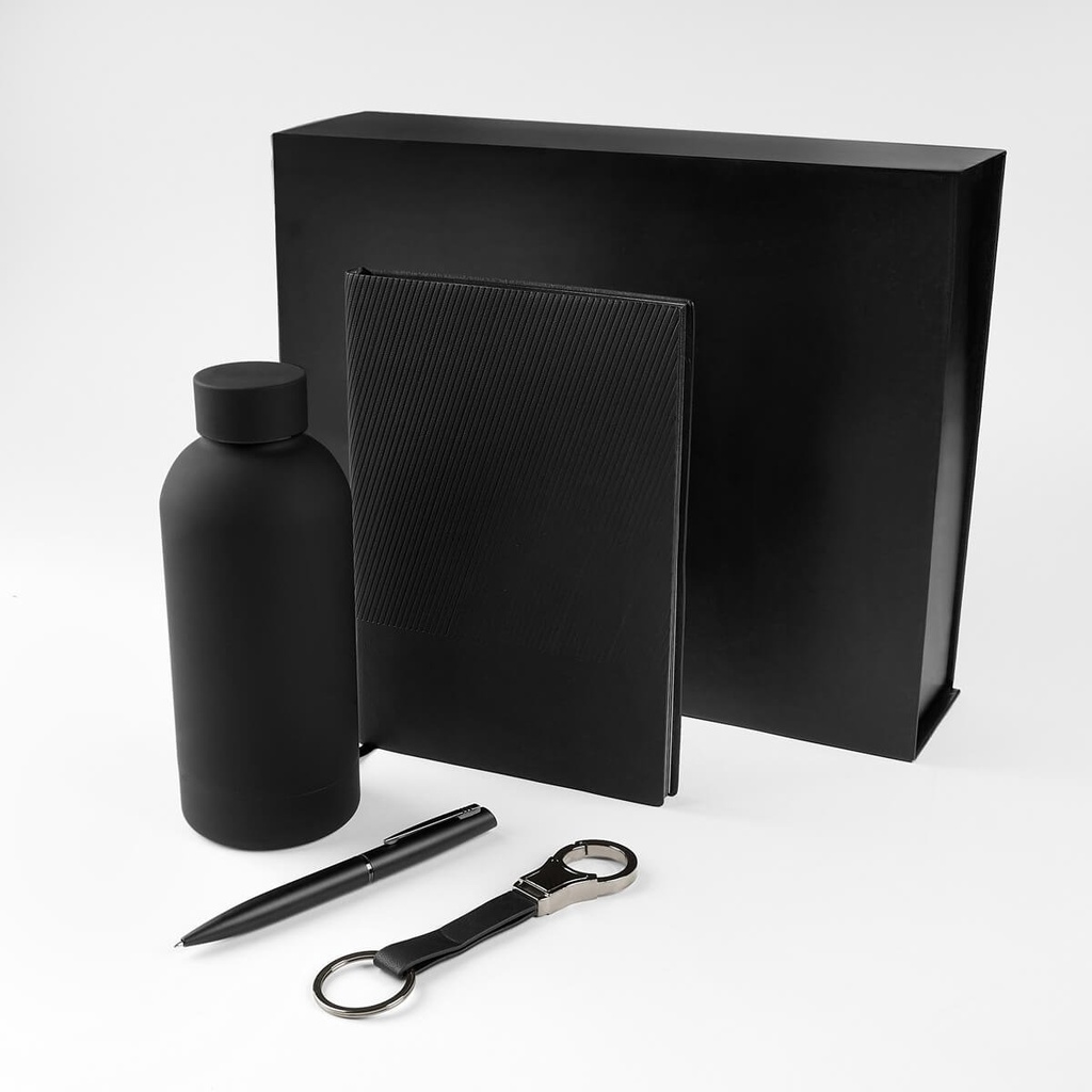 Set promocional de metal y curpiel con termo de 350 ml y libreta de 96 hojas – BT-ARO-0060