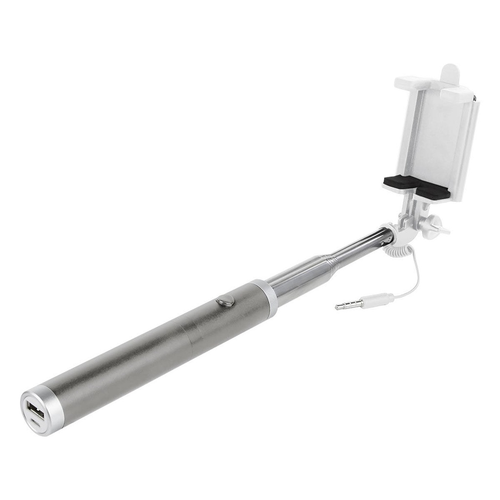 Extensor telescópico promocional de plástico y aluminio con power bank de 2,200 mAh – BT-ACS-0080