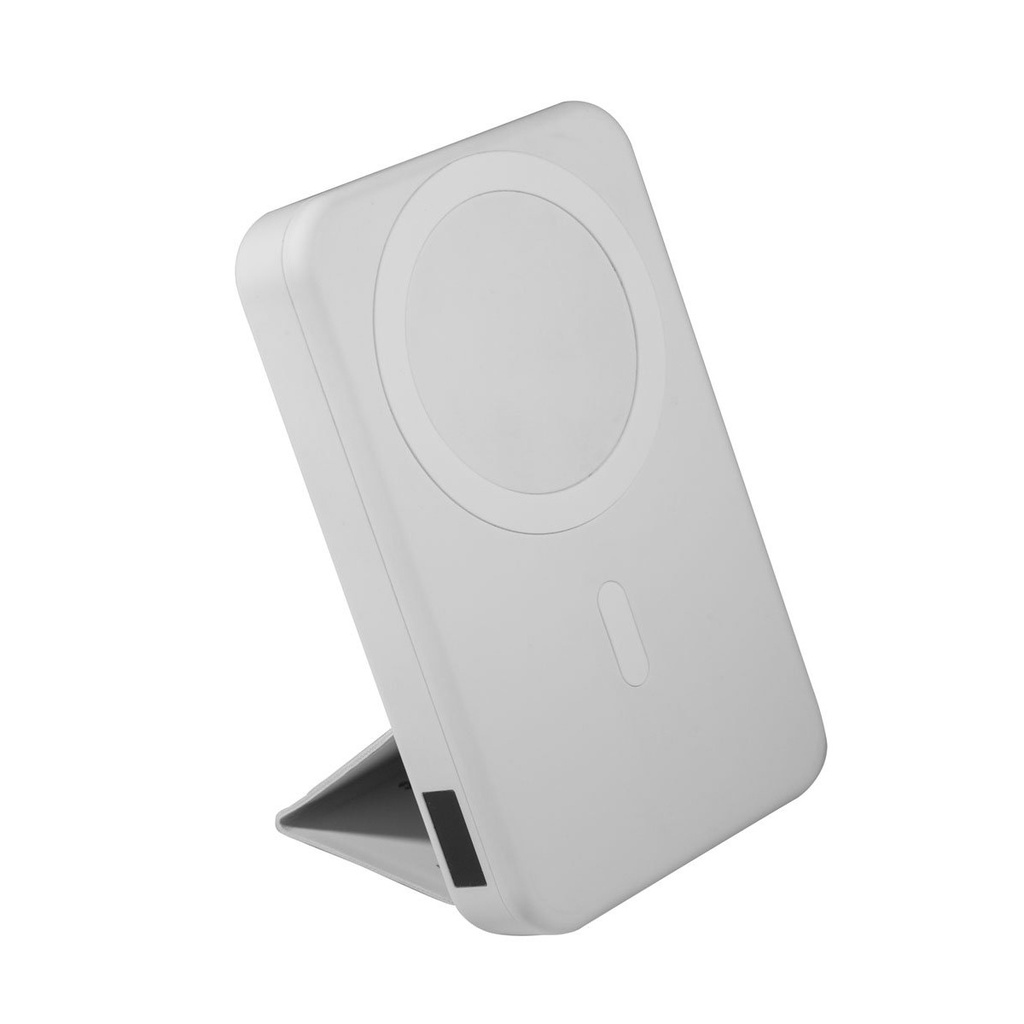 Batería portátil promocional de plástico y hule 5,000 mAh con carga inalámbrica magnética – BT-ACS-0060