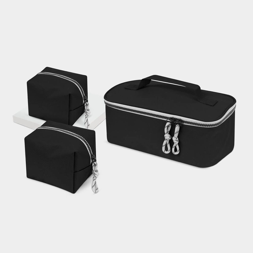 Set de neceseres promocional de poliéster con estuche rectangular y cierre con cordón – BT-ARV-0039