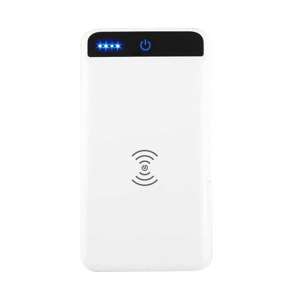 Batería portátil promocional de plástico 8,000 mAh con carga inalámbrica y linterna LED – BT-ACS-0043