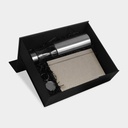 Set promocional de vidrio y acero inoxidable con termo de 500 ml y libreta ecológica – BT-ARO-0065