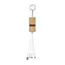 Cable cargador promocional de bambú y metal con llavero y soporte para smartphone – BT-ACS-0021