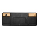 Mouse pad organizador promocional de curpiel, bambú y hule con cargador inalámbrico de 15 W – BT-ACC-0021