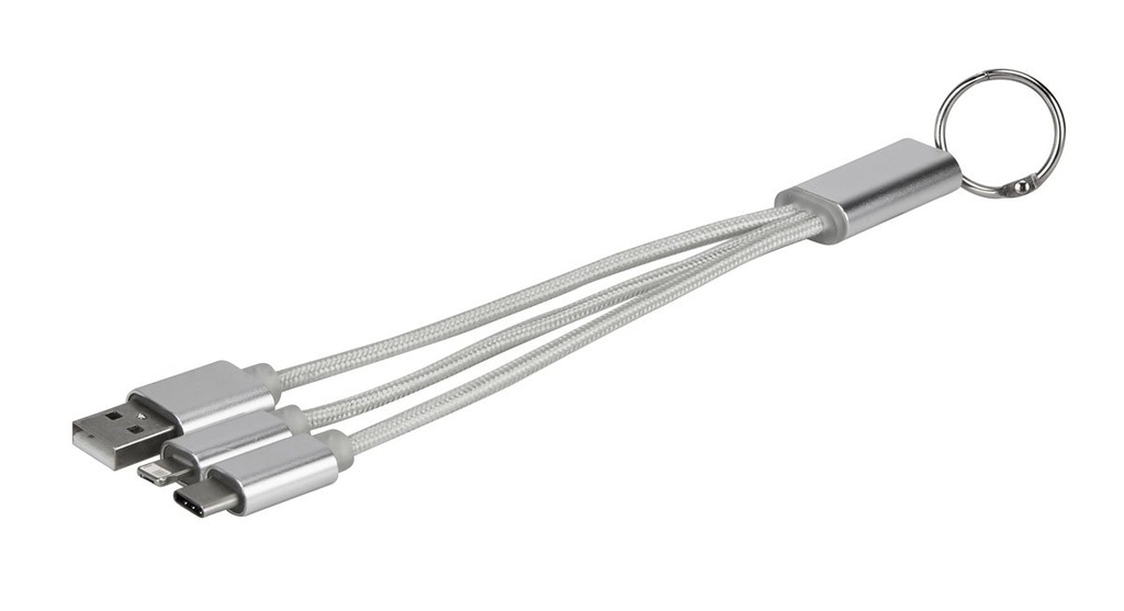 Cable cargador promocional de aluminio y plástico con conexión 4 en 1 – BT-ACS-0012