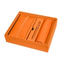 Set promocional de acero inoxidable y curpiel con termo de 300 ml y libreta de 70 hojas – BT-ARO-0056