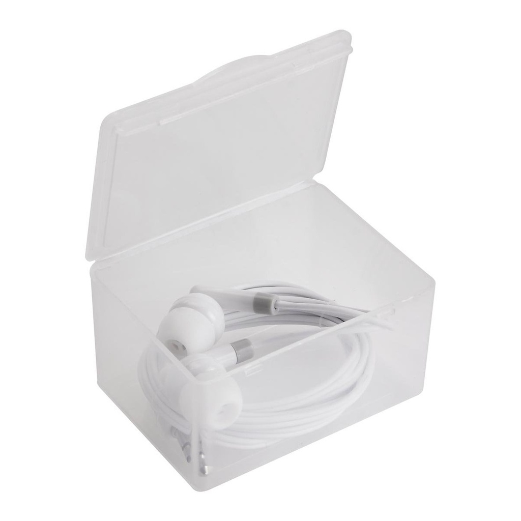 Audífonos promocionales de plástico con conector de 3.5 mm y estuche – BT-AUD-0006