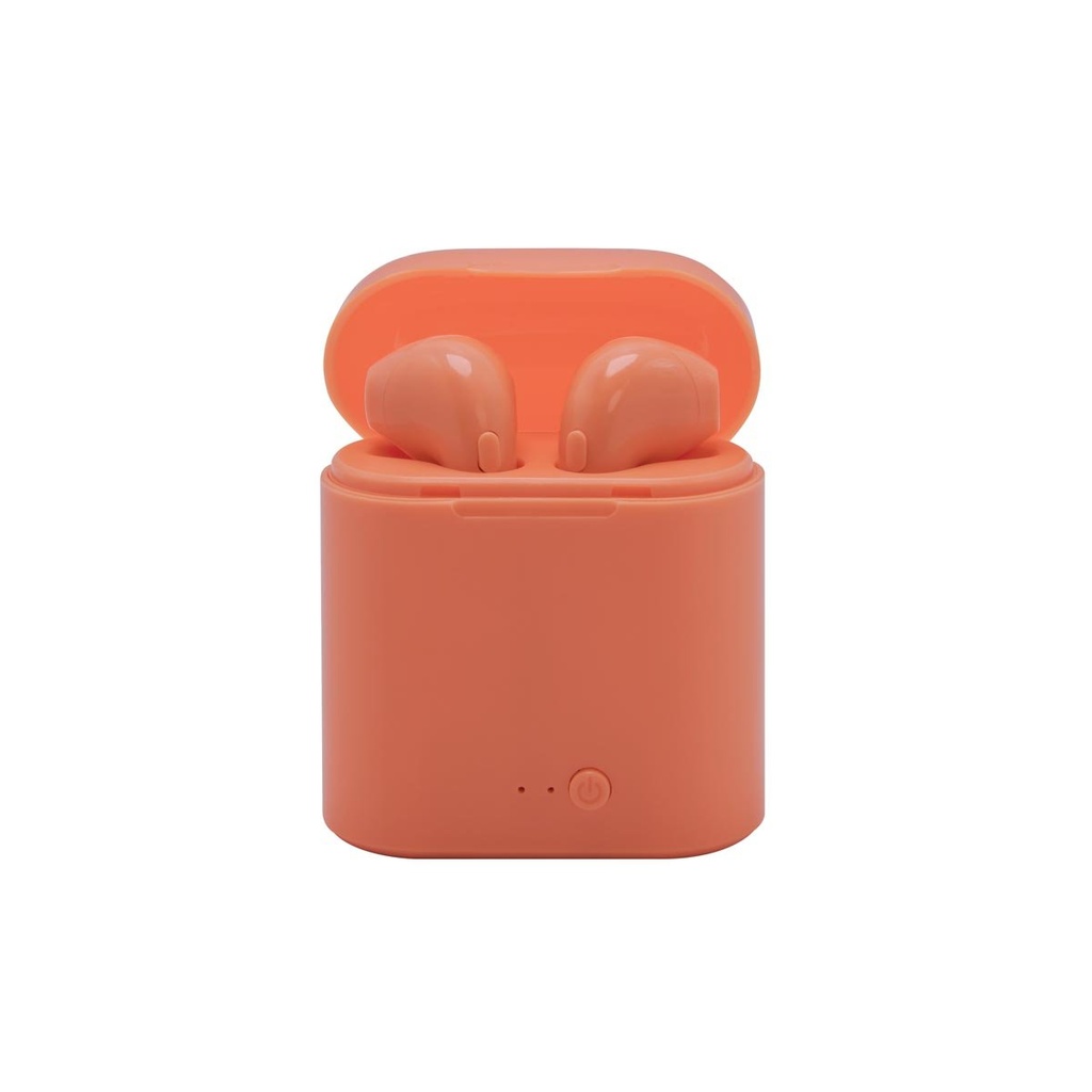 Audífonos promocionales inalámbricos de plástico con Bluetooth y estuche de carga – BT-AUD-0009