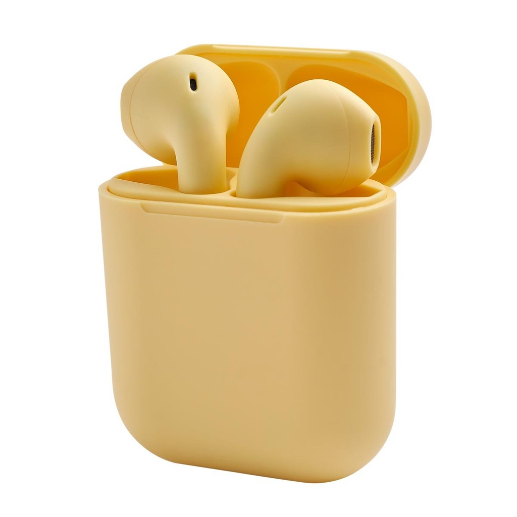 Audífonos promocionales de plástico con terminado rubber y estuche recargable – BT-AUD-0020