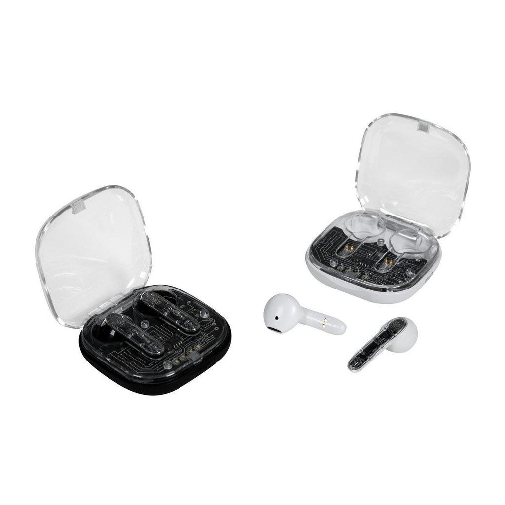 Audífonos promocionales de plástico con estructura transparente y Bluetooth – BT-AUD-0024