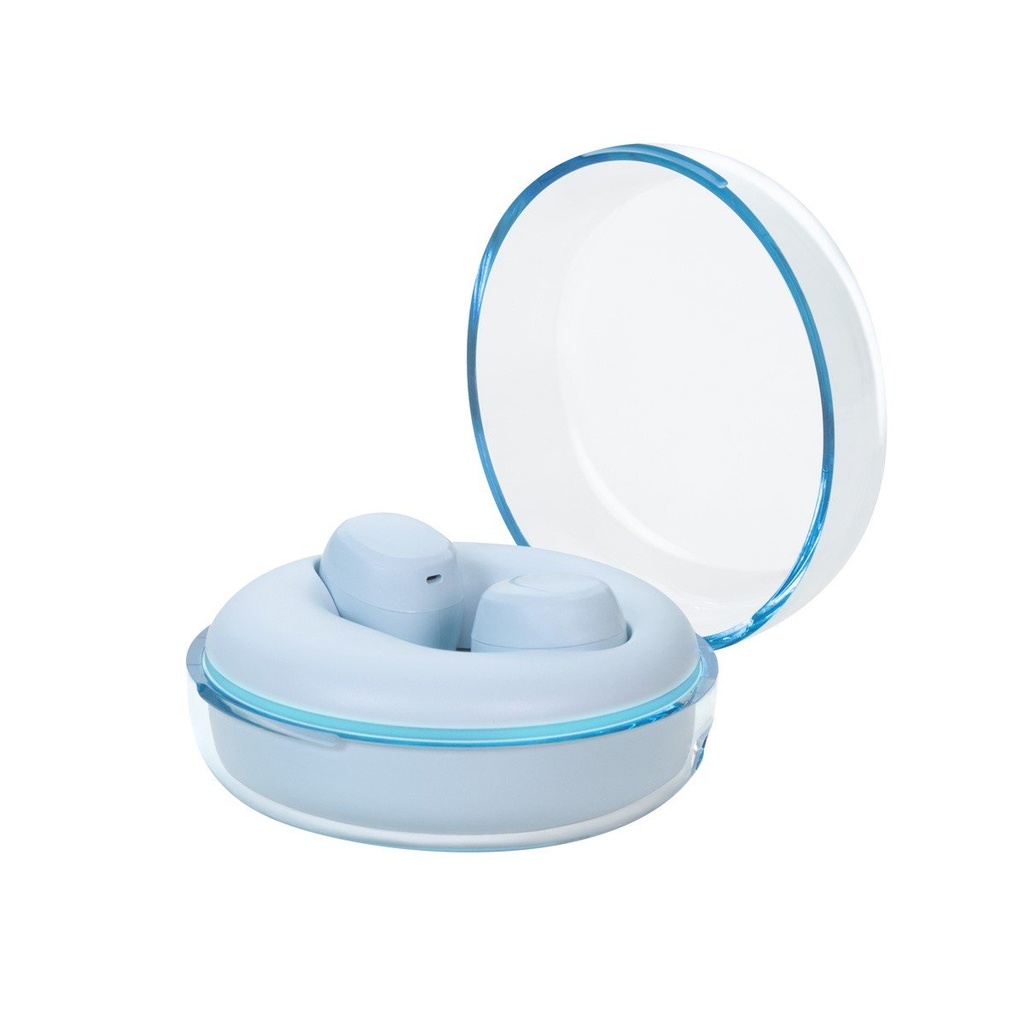 Audífonos promocionales de plástico con Bluetooth y base recargable con luz LED – BT-AUD-0025