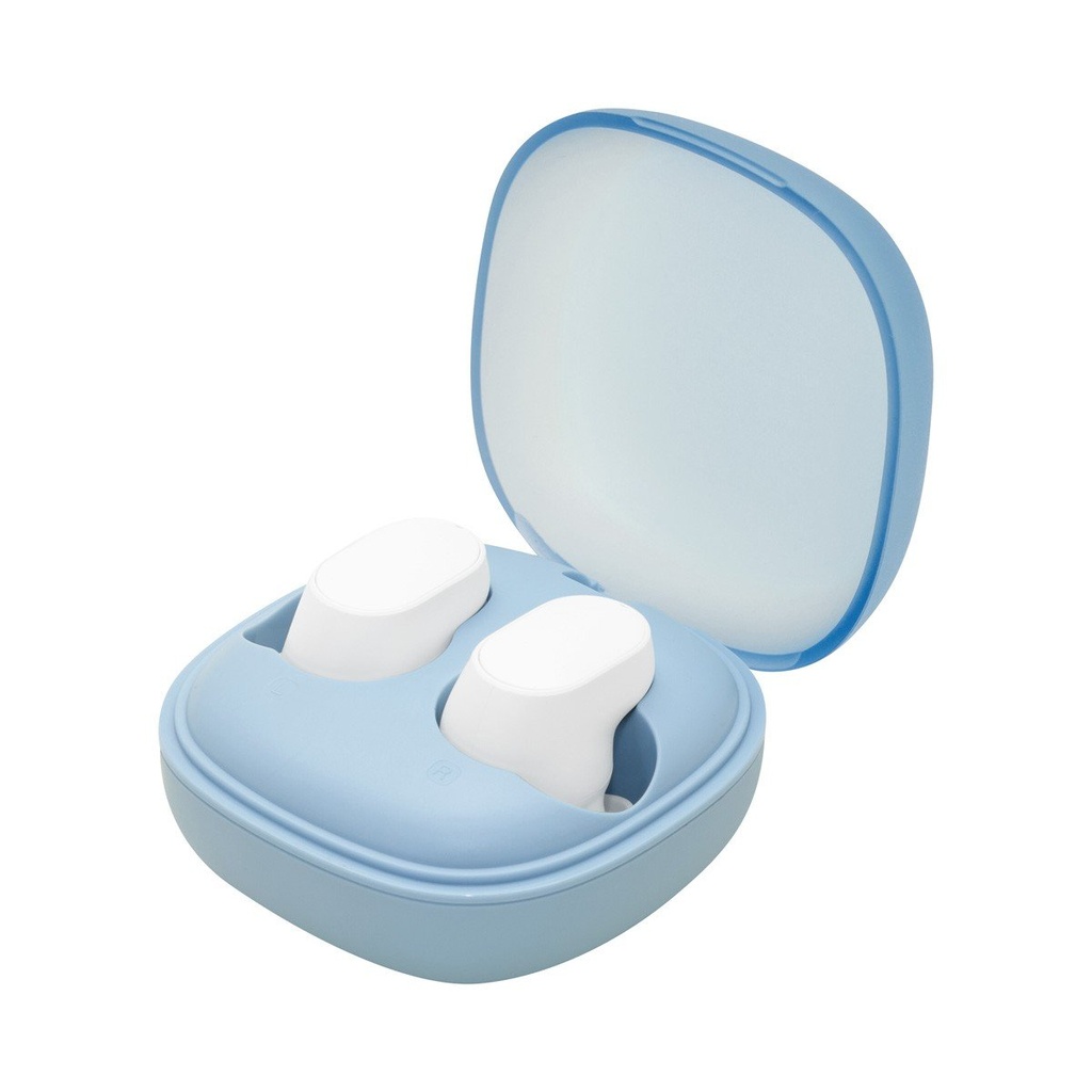 Audífonos promocionales de plástico con base recargable y conexión tipo C – BT-AUD-0028