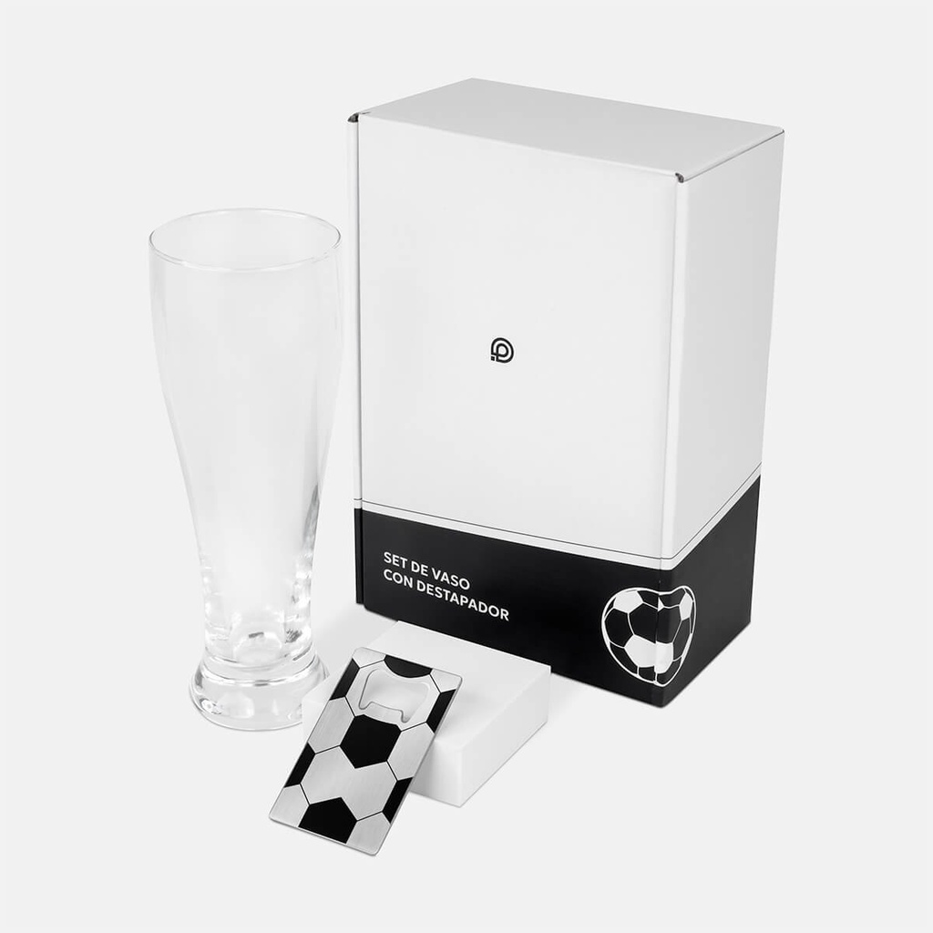 Set de vaso y destapador promocional de vidrio y metal 580 ml – BT-BAR-0050