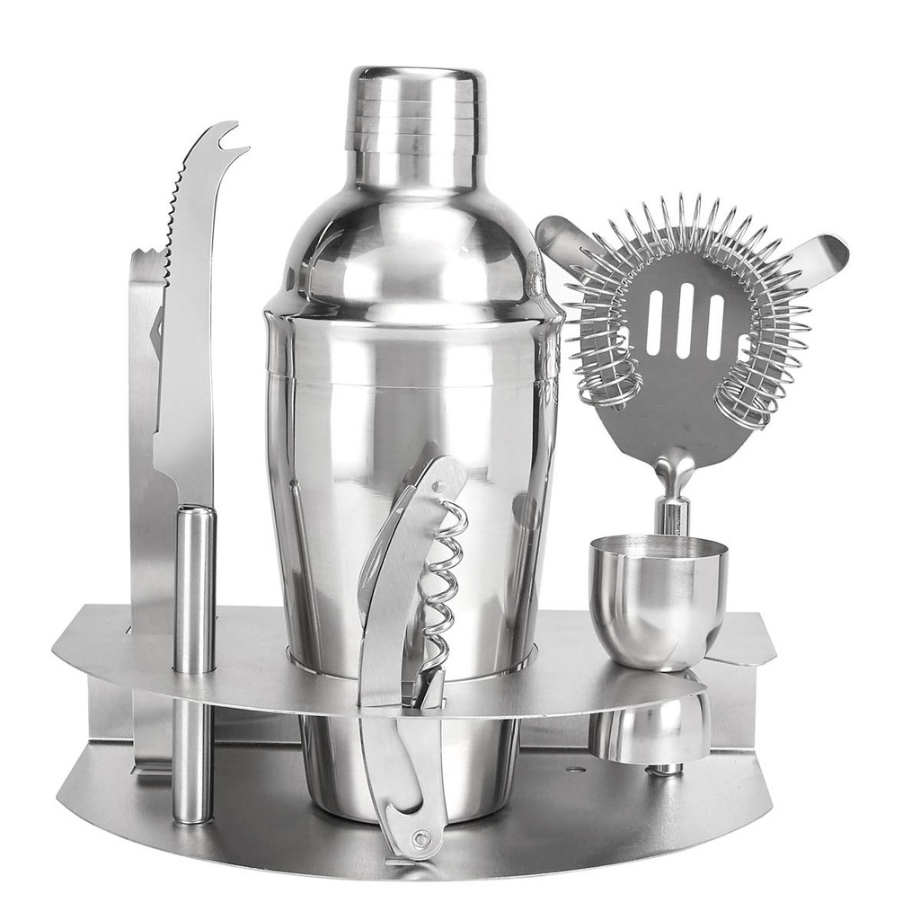 Set de coctelería promocional de acero inoxidable 550 ml con shaker y base – BT-BAR-0009