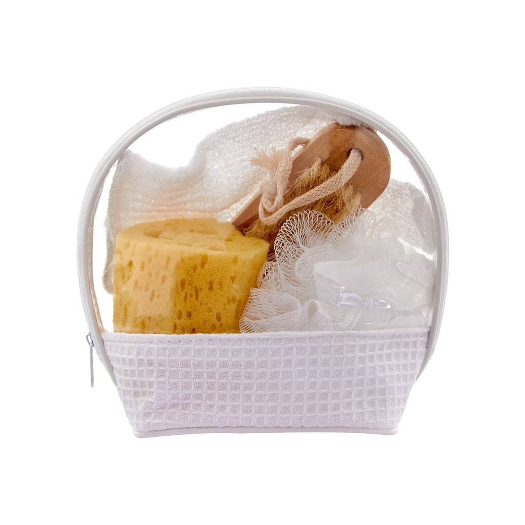 Set de aseo personal promocional de plástico y poliéster con 4 piezas – BT-BEL-0007