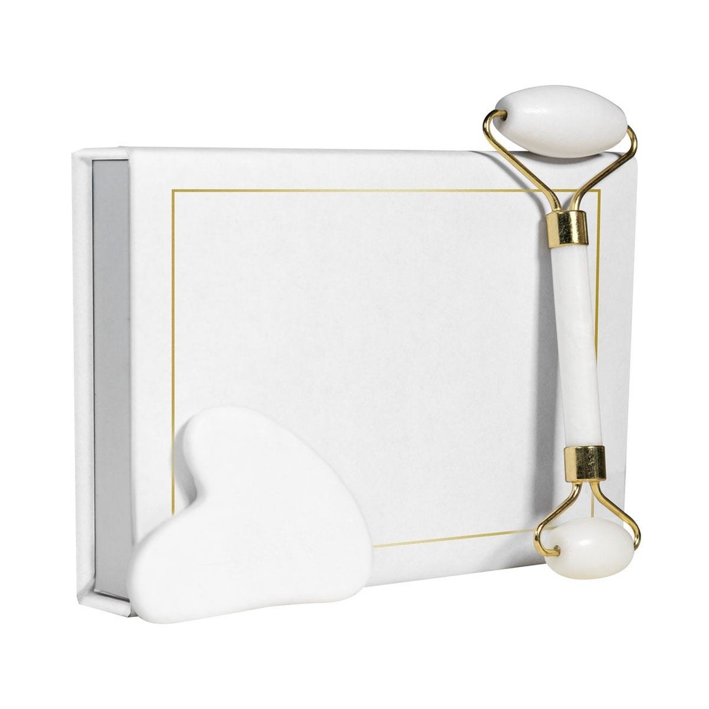 Set de cuidado facial promocional de piedra jade y metal con caja imantada – BT-BEL-0027