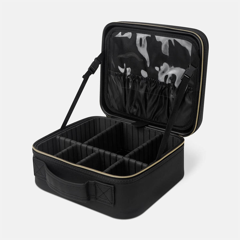 Cosmetiquera promocional de PU con espejo LED y organizador de brochas – BT-BEL-0049
