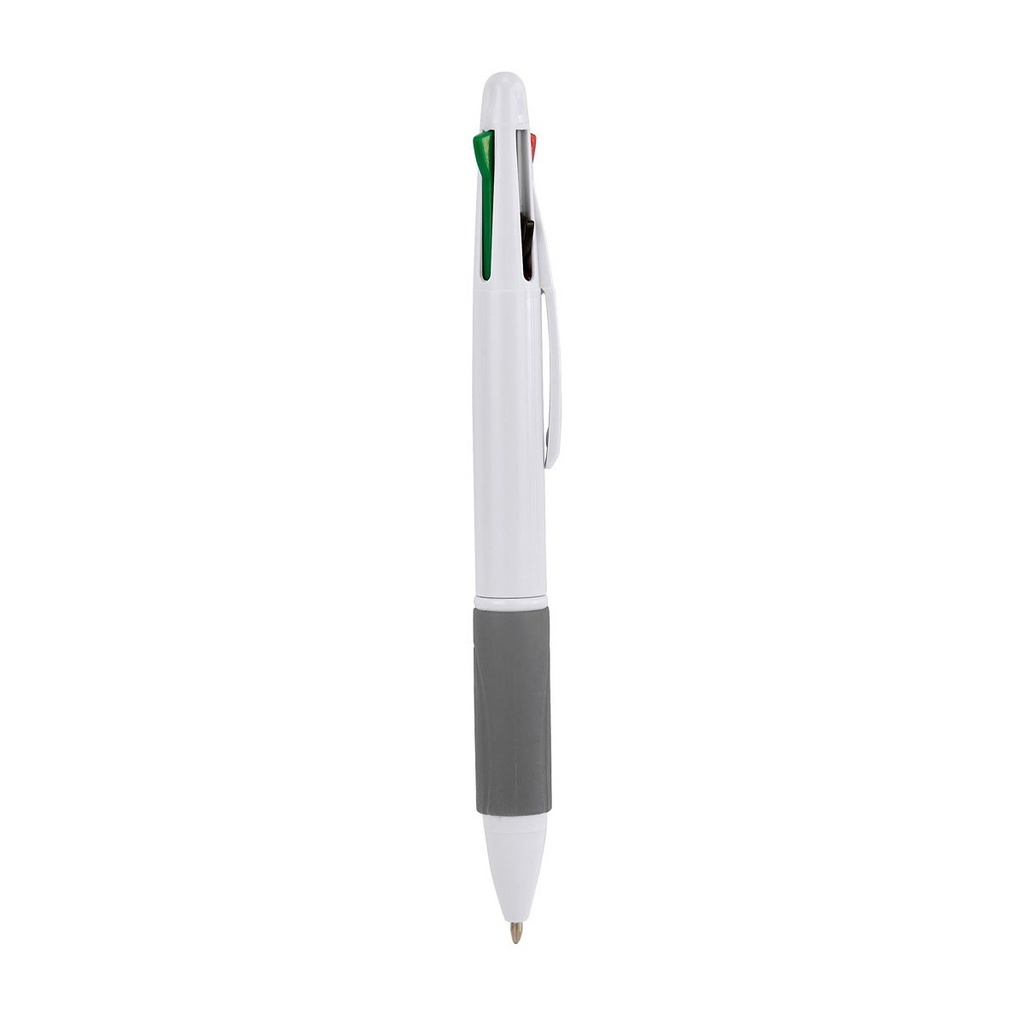Bolígrafo promocional de plástico con 4 colores de tinta y agarre antiderrapante – BT-BOF-0027