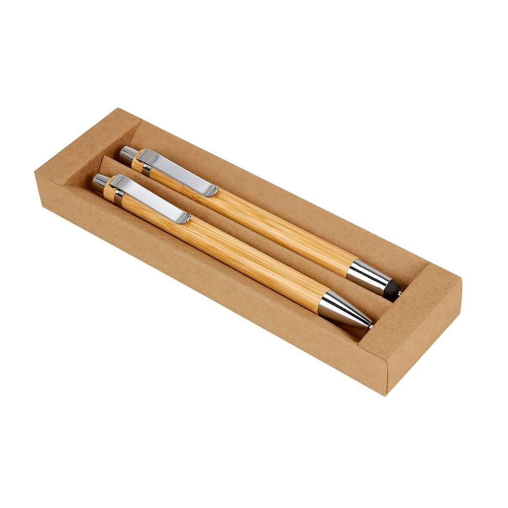 Set promocional de bolígrafo y lapicera de madera con punta táctil – BT-BOF-0014