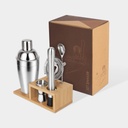 Set de mixología promocional de acero inoxidable y madera 600 ml con macerador y dosificador – BT-BAR-0044