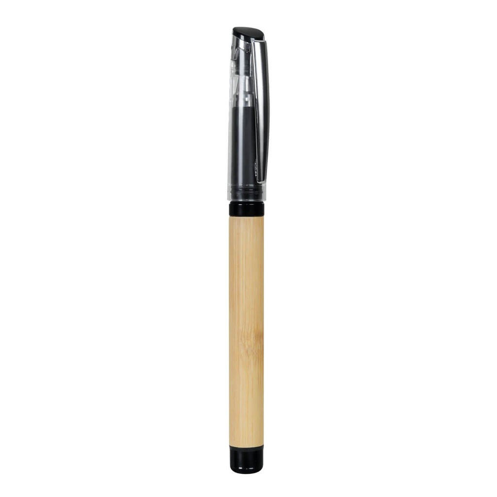 Bolígrafo promocional de bambú con tapón y tinta gel – BT-BOF-0017