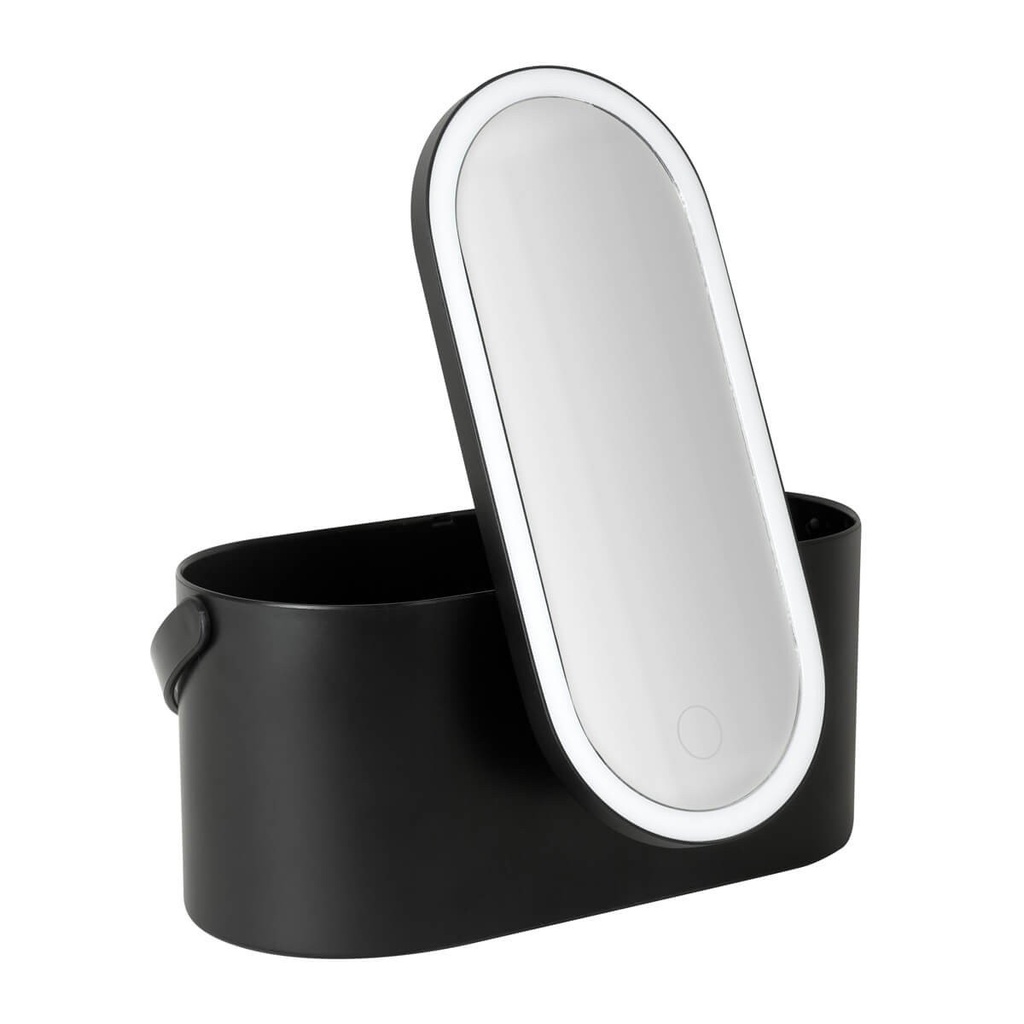 Organizador promocional de cosméticos de plástico con espejo LED y botón táctil – BT-BEL-0044