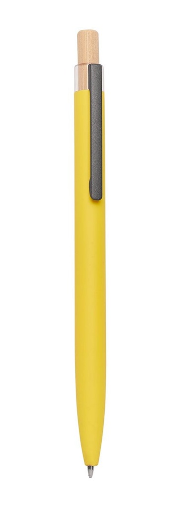 Bolígrafo promocional de aluminio y madera con botón de madera y acabado suave al tacto – BT-BOM-0026