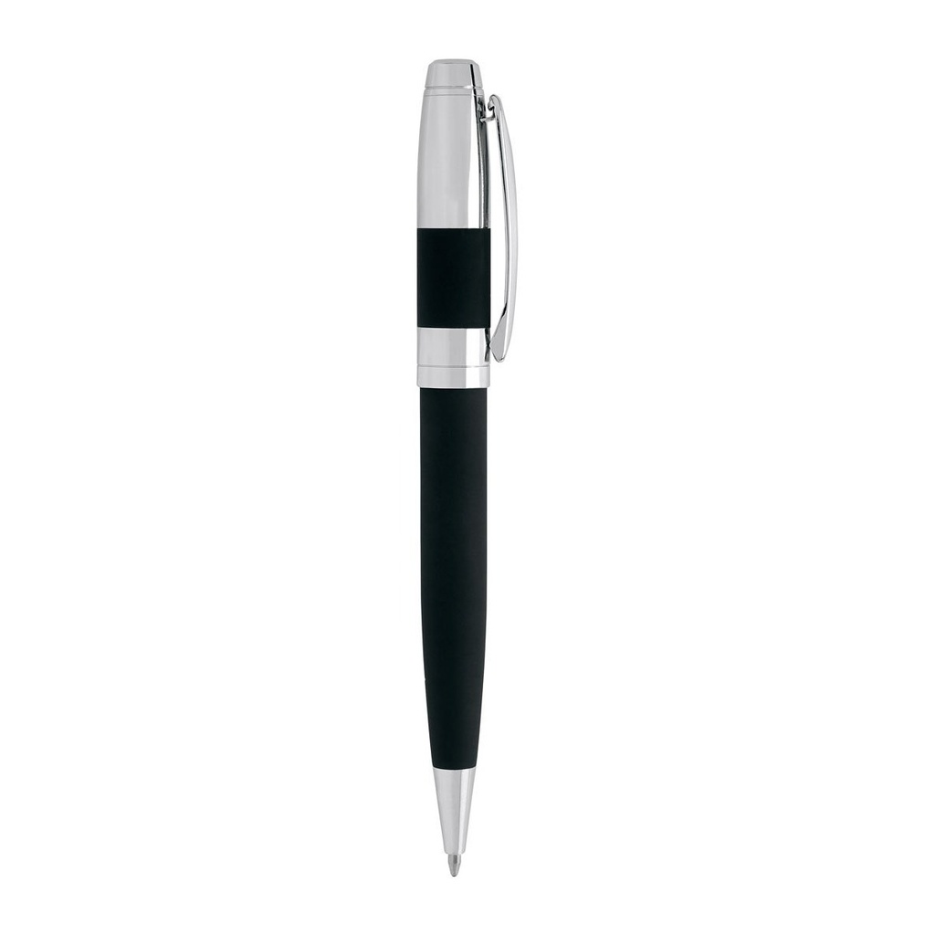 Bolígrafo promocional de acero inoxidable con acabado tipo hule y mecanismo twist – BT-BOM-0009