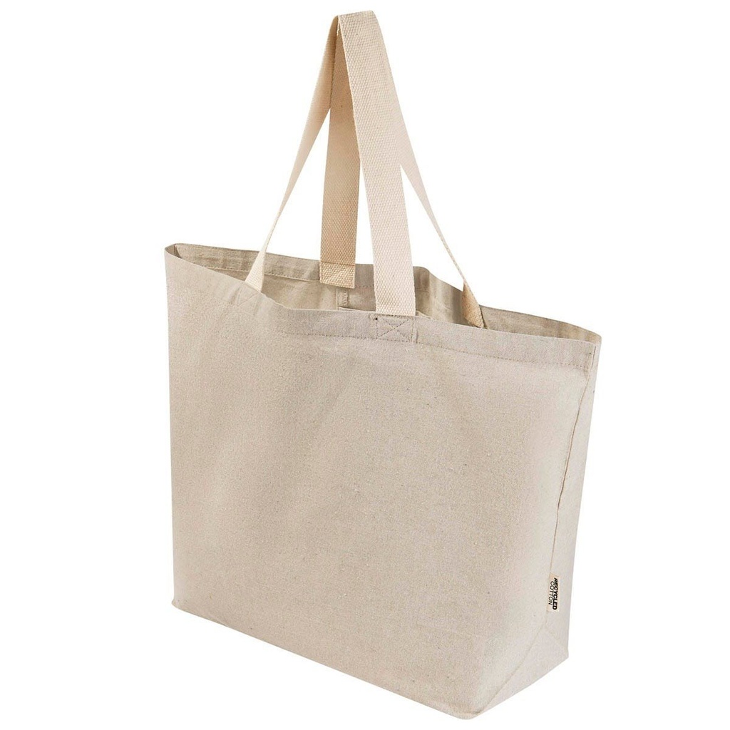 Bolsa promocional de algodón reciclado con fuelle y bolsillo interior – BT-BOL-0003