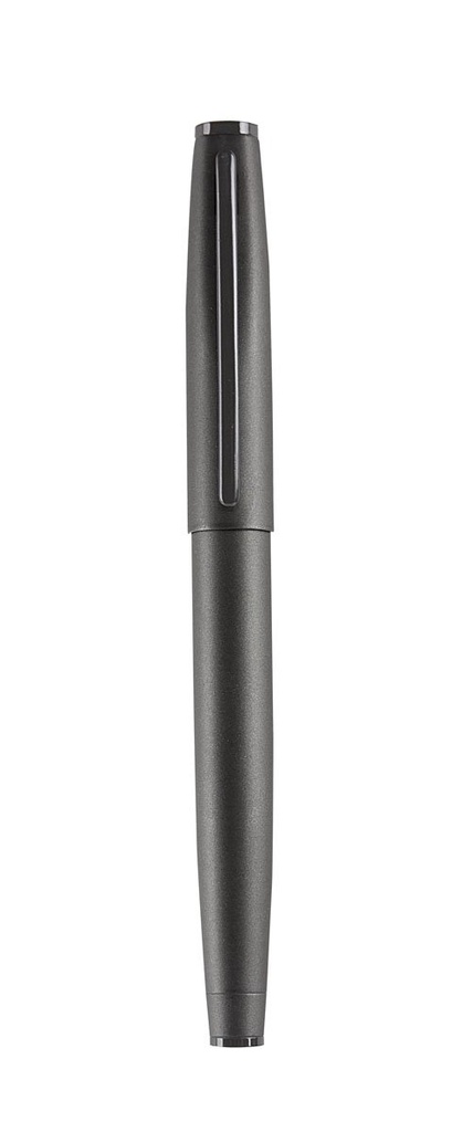 Bolígrafo promocional de acero inoxidable con tapón y punta roller ball – BT-BOM-0014
