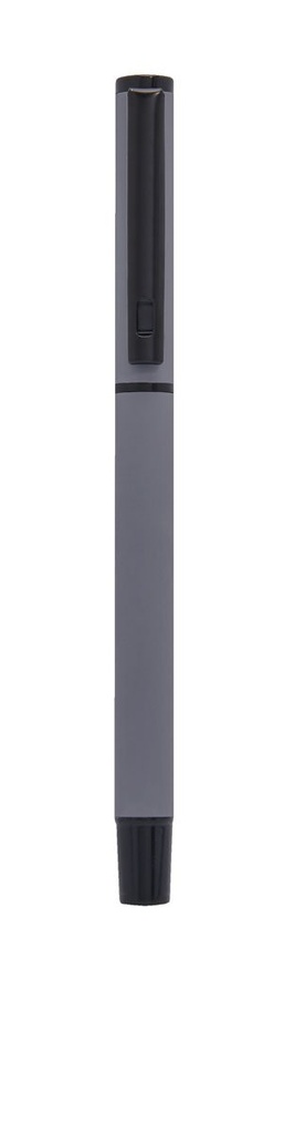 Bolígrafo promocional de aluminio con tapón y acabado tipo goma – BT-BOM-0018