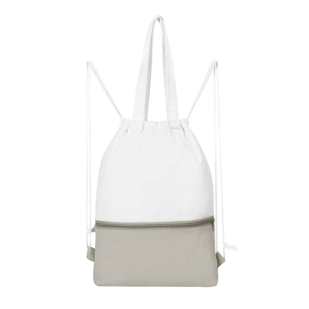 Bolsa-mochila promocional de algodón 33 x 42 cm con bolsa frontal y cierre de jareta – BT-BOL-0061