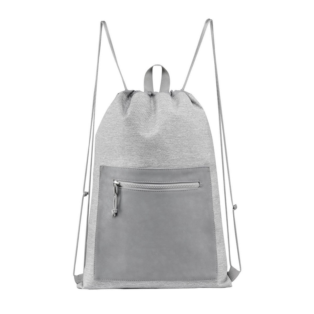 Bolsa-mochila promocional de poliéster y curpiel 32 x 47 cm con cierre de jareta – BT-BOL-0070