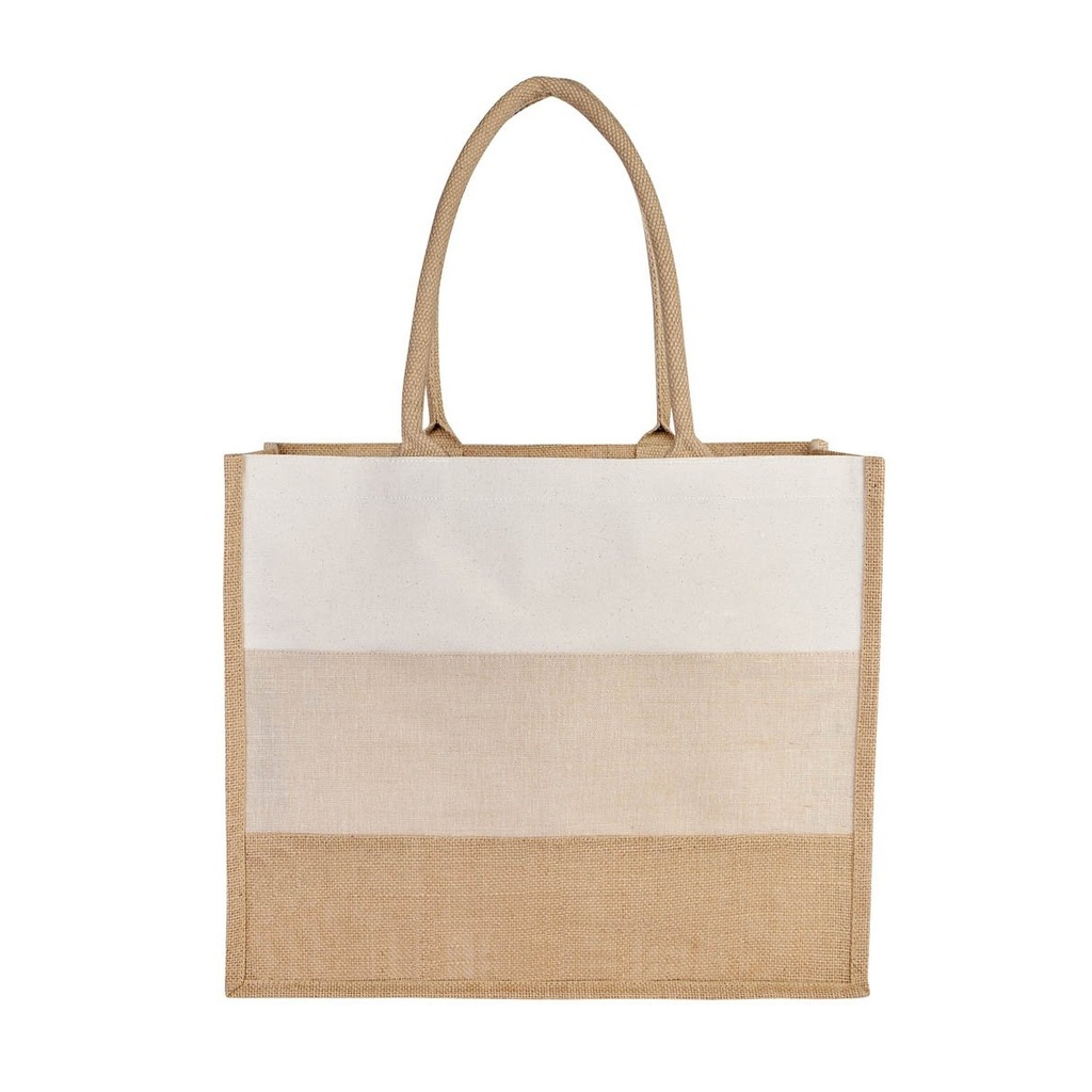 Bolsa promocional de yute con fuelle y asas redondeadas – BT-BOL-0031
