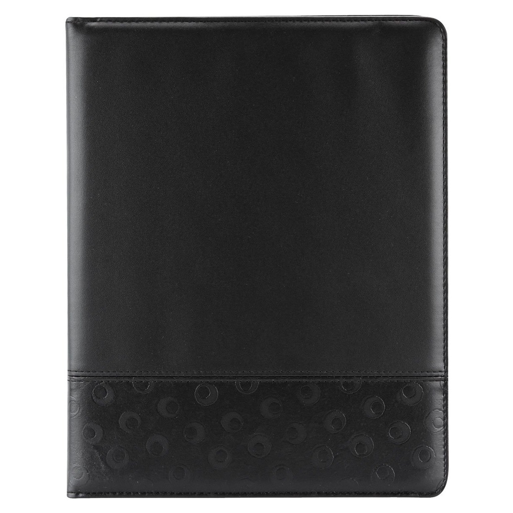 Portafolio promocional de curpiel 24.4 x 31.6 cm con block de notas y compartimento para documentos – BT-CAR-0012