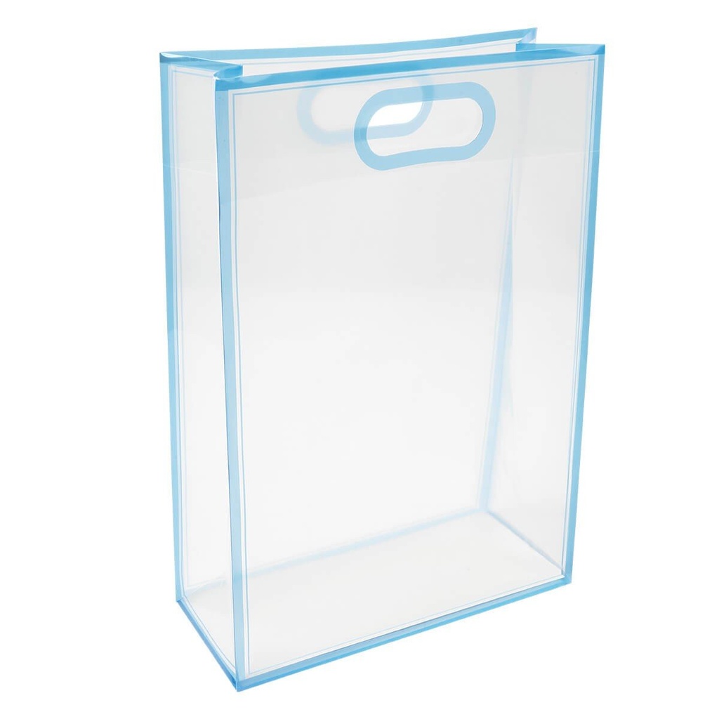 Bolsa promocional de PVC con diseño transparente y fuelle – BT-BOL-0077